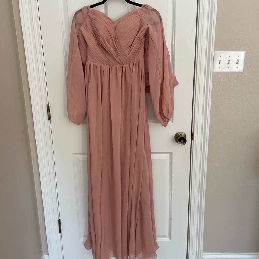 Long Petal Pink Evening Gown